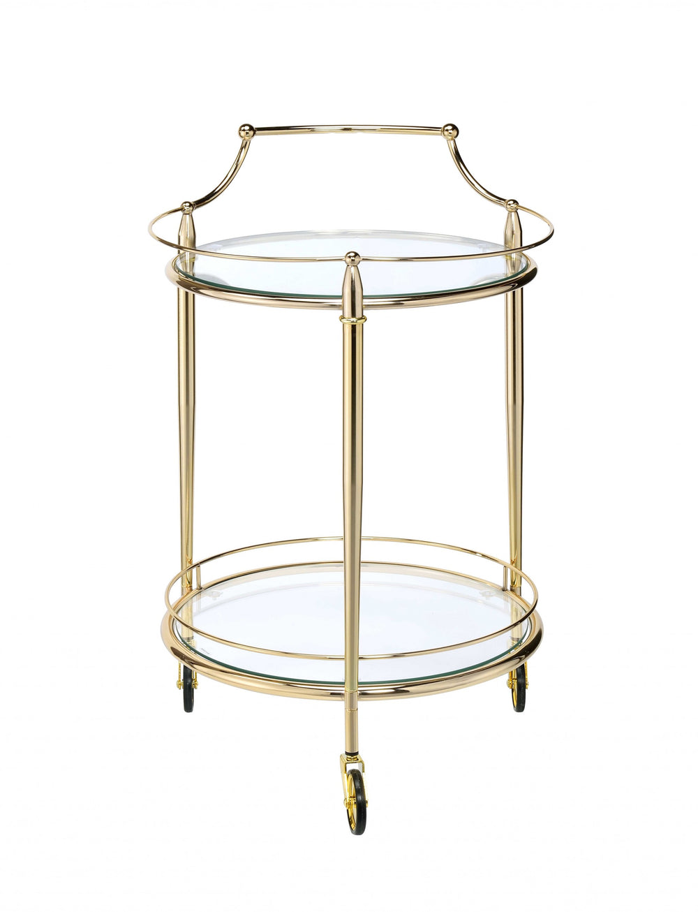 Homeroots 21" X 20" X 31" Gold And Clear Glass Serving Cart  Metal 319136