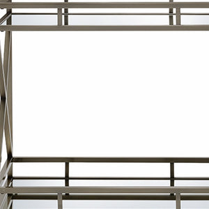 HomeRoots 34" Elegant Antique Brass Serving Cart with Mirrored Shelves for Stylish Entertaining and Display 34" X 20" X 35" 319141