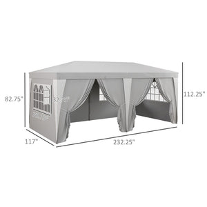 English Elm Outsunny 19 X 10' Instant Pop-Up Canopy Tent With 6 Sidewalls, Adjustable Height For Events & Parties W2225P174226-GIGA