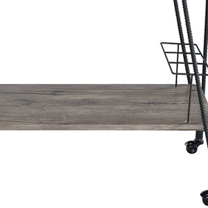 HomeRoots Black Rolling Prep Table – 32" Kitchen Cart with Ample Storage, Rustic Style & Easy Mobility Features 319142