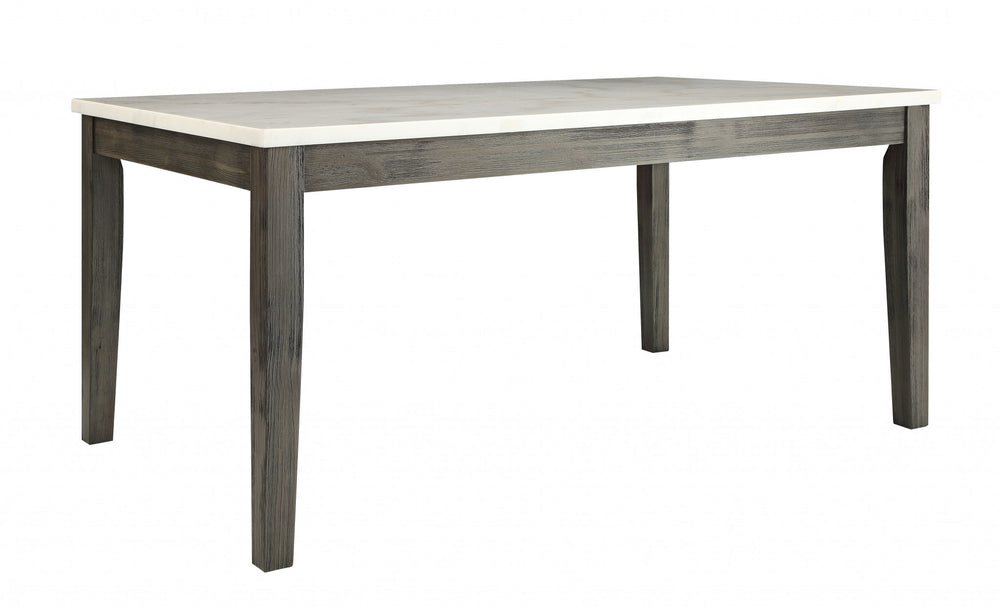 Homeroots 64" White And Gray Marble And Solid Wood Dining Table Marble And Gray Oak  319145
