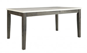 Homeroots 64" White And Gray Marble And Solid Wood Dining Table Marble And Gray Oak  319145