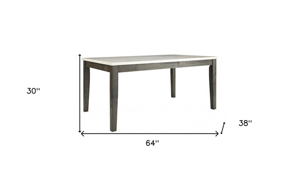Homeroots 64" White And Gray Marble And Solid Wood Dining Table Marble And Gray Oak  319145