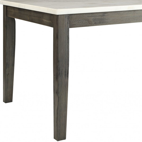 Homeroots 64" White And Gray Marble And Solid Wood Dining Table Marble And Gray Oak  319145