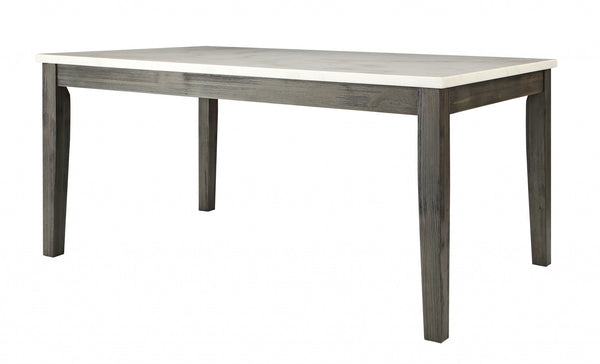 Homeroots 64" White And Gray Marble And Solid Wood Dining Table Marble And Gray Oak  319145