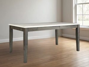 Homeroots 64" White And Gray Marble And Solid Wood Dining Table Marble And Gray Oak  319145