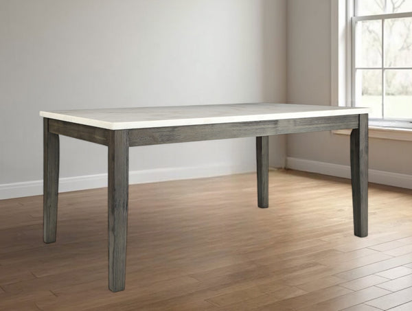 Homeroots 64" White And Gray Marble And Solid Wood Dining Table Marble And Gray Oak  319145