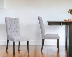 Homeroots Set Of Two Tufted Gray Upholstered Fabric Dining Side Chairs Gray Fabric And Gray Oak Wood 319146