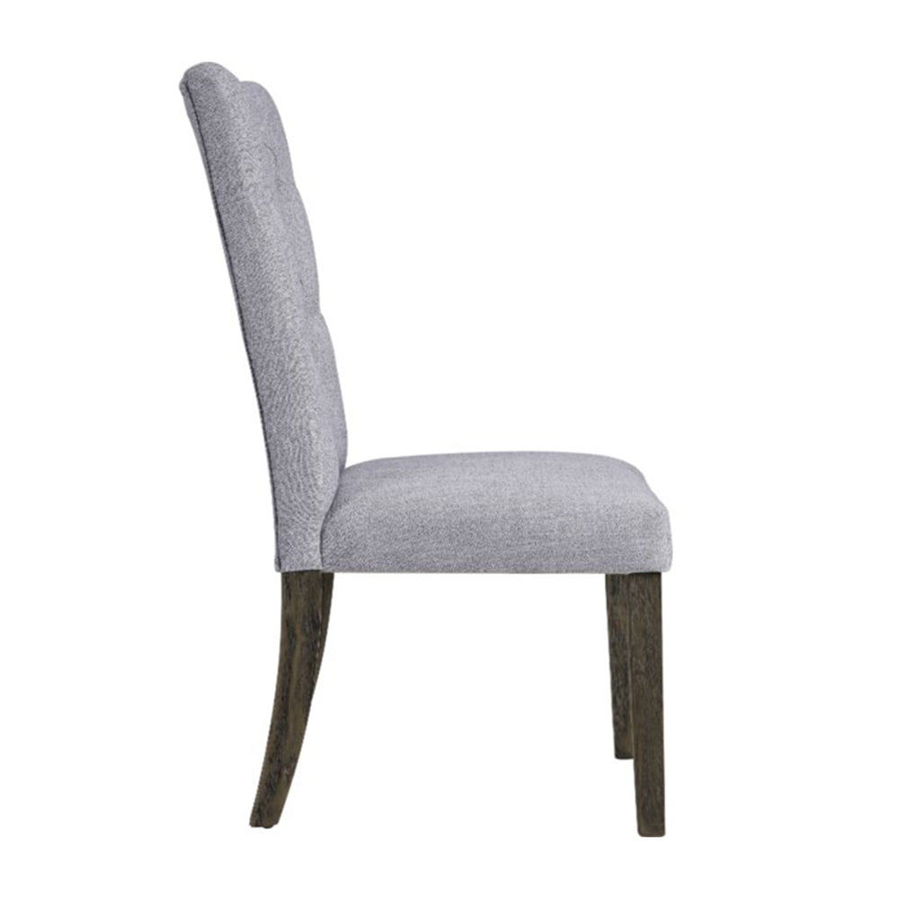 Homeroots Set Of Two Tufted Gray Upholstered Fabric Dining Side Chairs Gray Fabric And Gray Oak Wood 319146