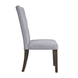 Homeroots Set Of Two Tufted Gray Upholstered Fabric Dining Side Chairs Gray Fabric And Gray Oak Wood 319146