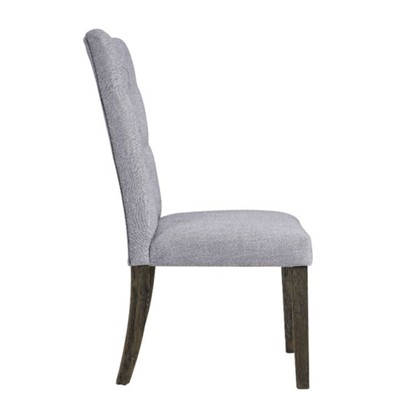 Homeroots Set Of Two Tufted Gray Upholstered Fabric Dining Side Chairs Gray Fabric And Gray Oak Wood 319146