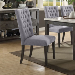 Homeroots Set Of Two Tufted Gray Upholstered Fabric Dining Side Chairs Gray Fabric And Gray Oak Wood 319146