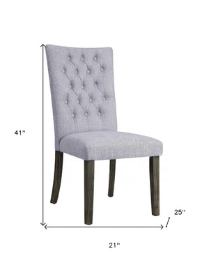 Homeroots Set Of Two Tufted Gray Upholstered Fabric Dining Side Chairs Gray Fabric And Gray Oak Wood 319146