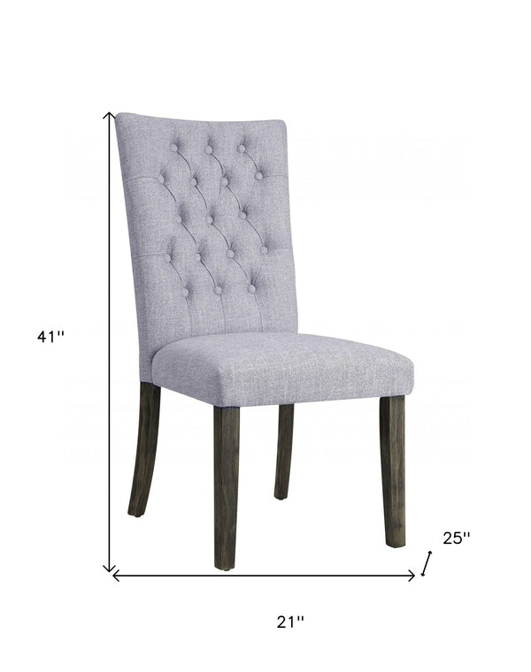 Homeroots Set Of Two Tufted Gray Upholstered Fabric Dining Side Chairs Gray Fabric And Gray Oak Wood 319146