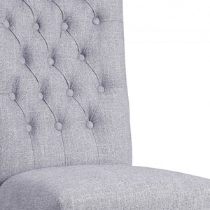 Homeroots Set Of Two Tufted Gray Upholstered Fabric Dining Side Chairs Gray Fabric And Gray Oak Wood 319146