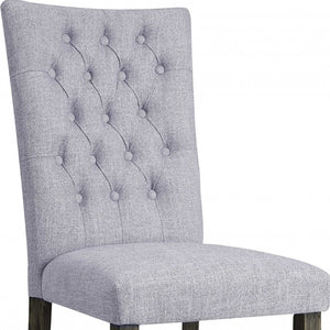 Homeroots Set Of Two Tufted Gray Upholstered Fabric Dining Side Chairs Gray Fabric And Gray Oak Wood 319146