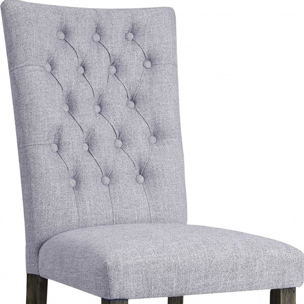 Homeroots Set Of Two Tufted Gray Upholstered Fabric Dining Side Chairs Gray Fabric And Gray Oak Wood 319146