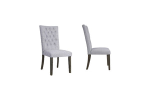 Homeroots Set Of Two Tufted Gray Upholstered Fabric Dining Side Chairs Gray Fabric And Gray Oak Wood 319146