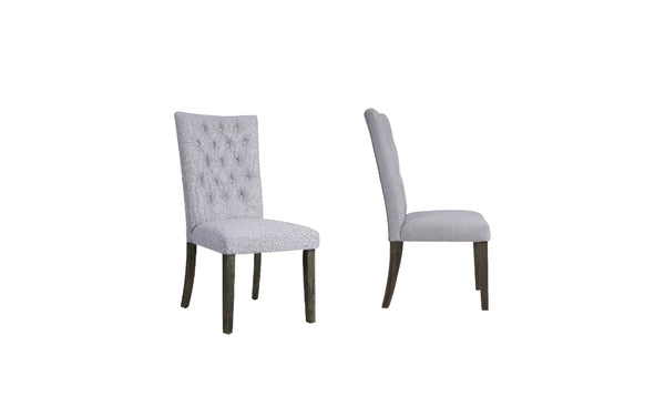 Homeroots Set Of Two Tufted Gray Upholstered Fabric Dining Side Chairs Gray Fabric And Gray Oak Wood 319146