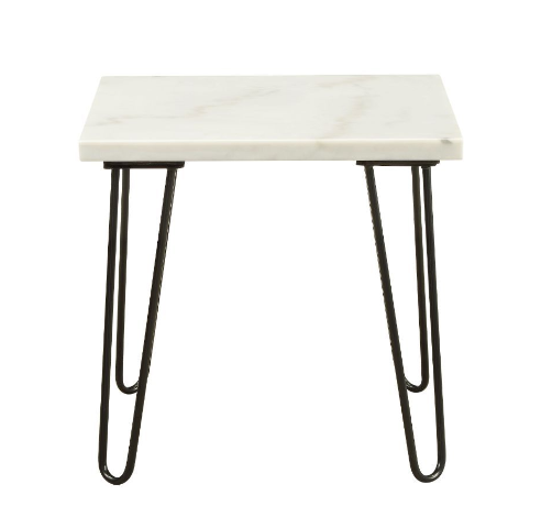 Homeroots 21" White Faux Marble End Table Black  319156