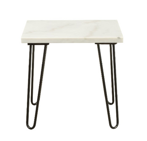 Homeroots 21" White Faux Marble End Table Black  319156