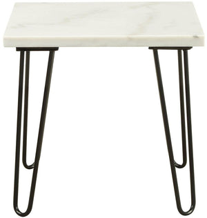 Homeroots 21" White Faux Marble End Table Black  319156