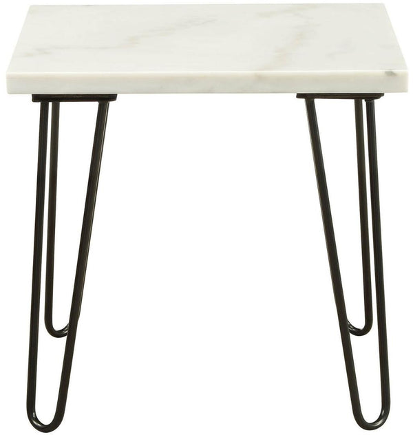 Homeroots 21" White Faux Marble End Table Black  319156