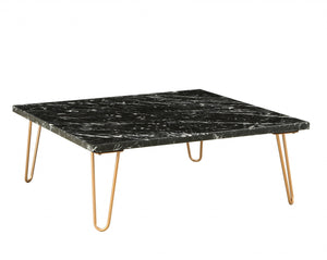 Homeroots 40" X 40" X 15" Marble And Gold Coffee Table   319157