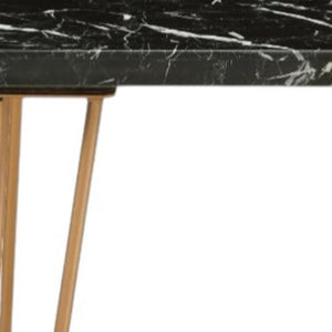 HomeRoots 22" Black Faux Marble End Table – Modern Accent with Sturdy Iron Frame for Living Room or Bedroom Use 319158