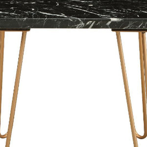 Homeroots 22" Black Faux Marble End Table Gold  319158