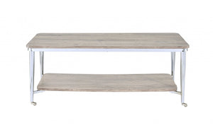 Homeroots 48" X 24" X 19" Gray Oak And Chrome Metal Tube Coffee Table   319161