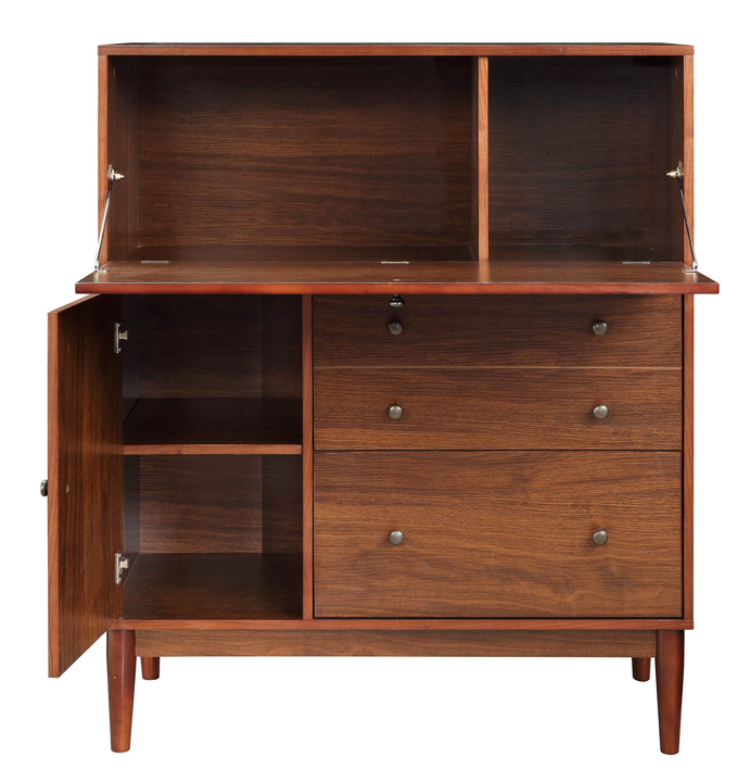 Homeroots 37" Brown Solid Manufactured Wood With Four Drawers   319172