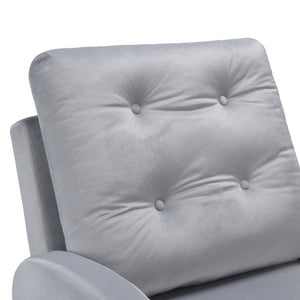 English Elm Upholstered Velvet Accent Chair and Ottoman with Storage, Tufted Design, 6-Level Adjustable Backrest Light Gray T3623P411378