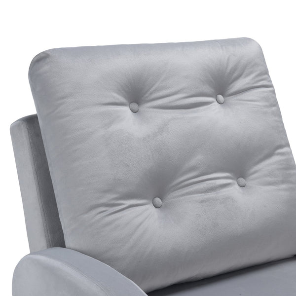 English Elm Upholstered Velvet Accent Chair and Ottoman with Storage, Tufted Design, 6-Level Adjustable Backrest Light Gray T3623P411378