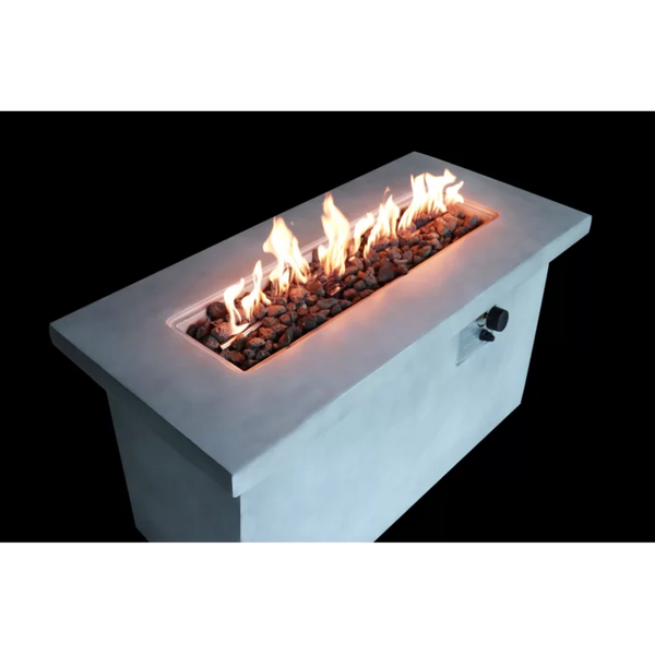 English Elm 24'' Concrete Outdoor Fire Pit Table with Dual Fuel Lava Rock Modern Patio Design B120P203748