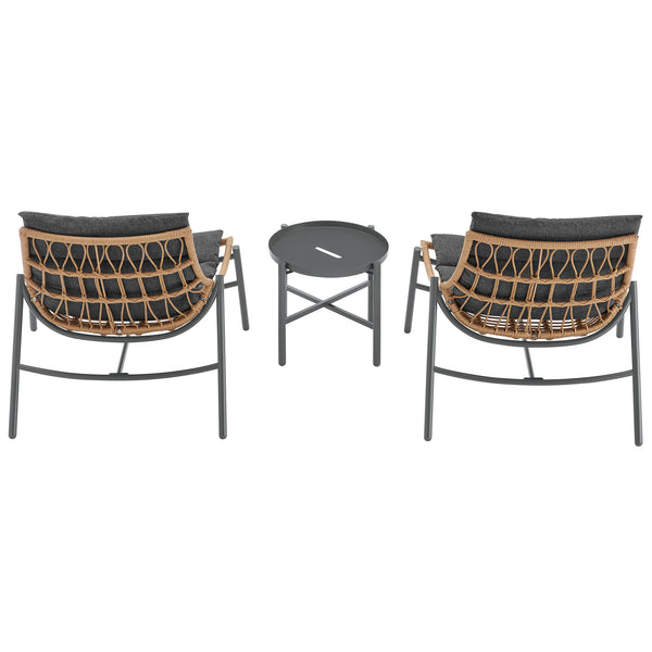 English Elm Sunset 3-Piece Conversation Set with Removable Zippered Cushions, Waterproof UV Fabric, Rust‑Resist Grey B365P397649