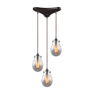 Jaelyn 11'' Wide 3-Light Triangular Pendant - Oil Rubbed Bronze with Mercury Glass 31935/3 Elk Lighting