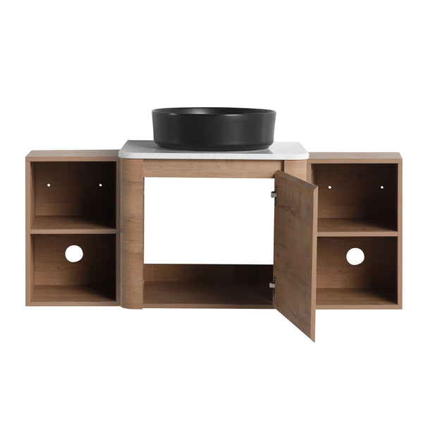 English Elm 48'' Wall-Mounted Bathroom Vanity With Soft-Close Door, Elegant Ceramic Sink & Ample Storage Shelves W999S00409