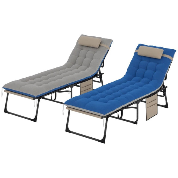 English Elm Adjustable Outdoor Chaise Lounge Set with Mesh Fabric Steel Frame and Removable Cushions Blue,Brown,Gray T3971P506054