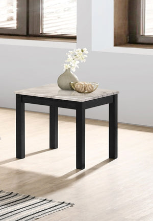 English Elm Majestic White Faux Marble 3pc Coffee & End Table Set with Black Legs, Modern Durable Living Room Design B011P237498
