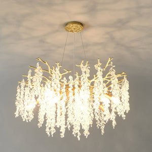 English Elm 10-light Gold Rectangular Chandelier Seeded Glass Globe Fixture for Dining Room W5008P466528