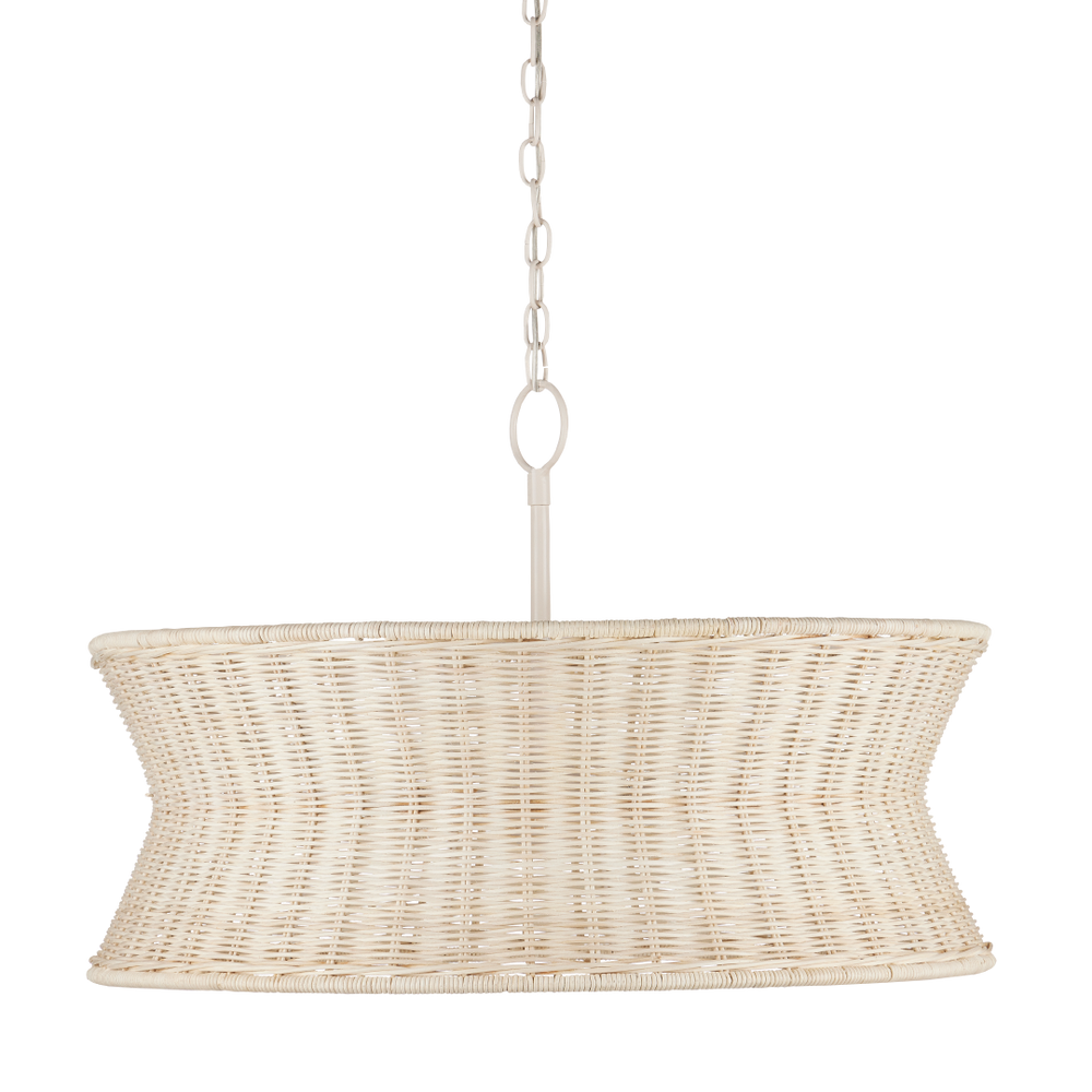 Phebe Chandelier - Elegant Coastal Design with Bleached Wicker Shade and Vanilla Finish for Homes