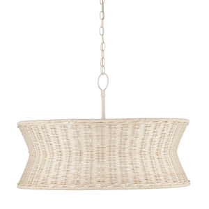 Phebe Chandelier - Elegant Coastal Design with Bleached Wicker Shade and Vanilla Finish for Homes
