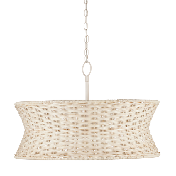 Phebe Chandelier - Elegant Coastal Design with Bleached Wicker Shade and Vanilla Finish for Homes