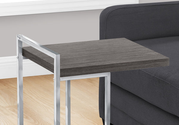 English Elm Accent Table - Stylish C-Shaped Design For Small Spaces, Grey Laminate Top & Chrome Metal Base B2710P219376