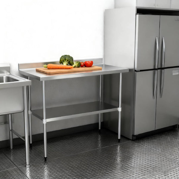 English Elm 18" X 60" Stainless Steel Nsf Certified Prep Table with Backsplash and Undershelf W3629P365463