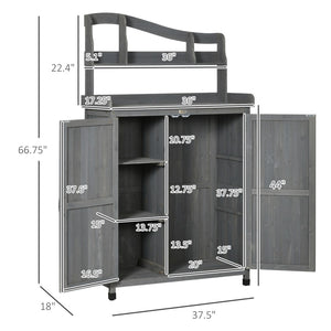 English Elm Outsunny Outdoor Potting Bench & Storage Cabinet, Versatile Wooden Workstation For Garden Tools & Accessories W2225P200581-GIGA