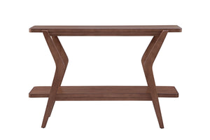 Basset Mirror Stratton Mid-century Modern Console Table With Angled Frame And Rich Walnut Finish For Stylish Storage Brown Rubber Wood Solid ,Veneers 3196-lr-400