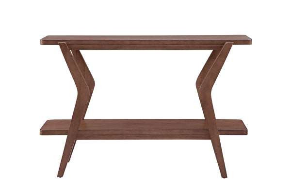 Basset Mirror Stratton Mid-century Modern Console Table With Angled Frame And Rich Walnut Finish For Stylish Storage Brown Rubber Wood Solid ,Veneers 3196-lr-400