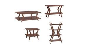 Basset Mirror Stratton Mid-century Modern Console Table With Angled Frame And Rich Walnut Finish For Stylish Storage Brown Rubber Wood Solid ,Veneers 3196-lr-400